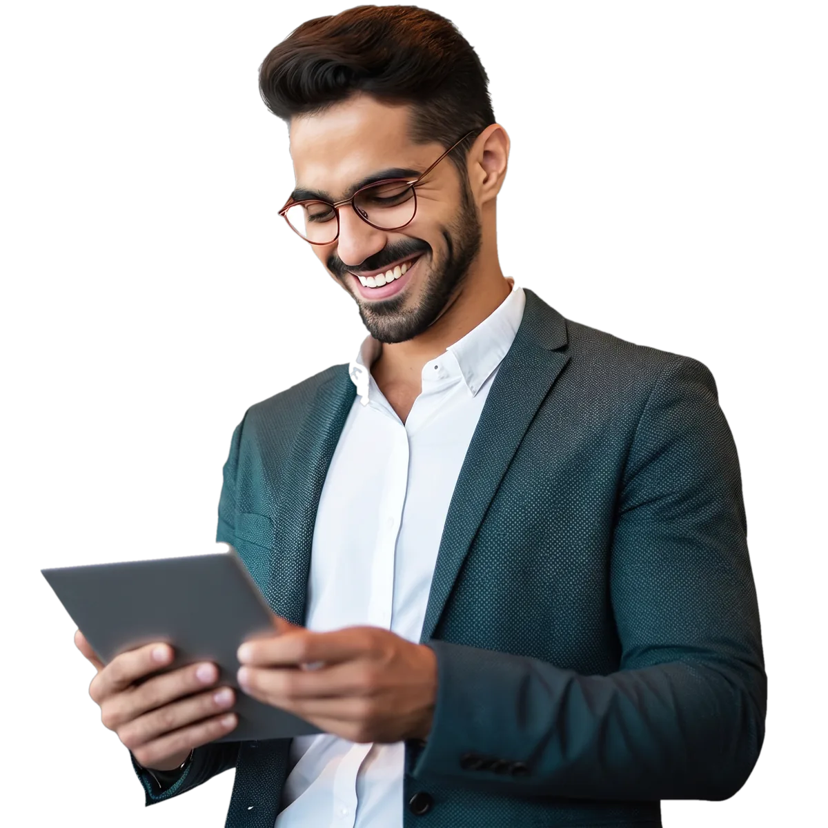 Coin IRA specialist reviewing account fees on a tablet
